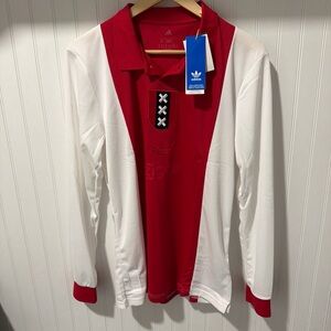 Adidas Ajax Amsterdam Anniversary Red White Men's Soccer Jersey Sz Medium JF6340